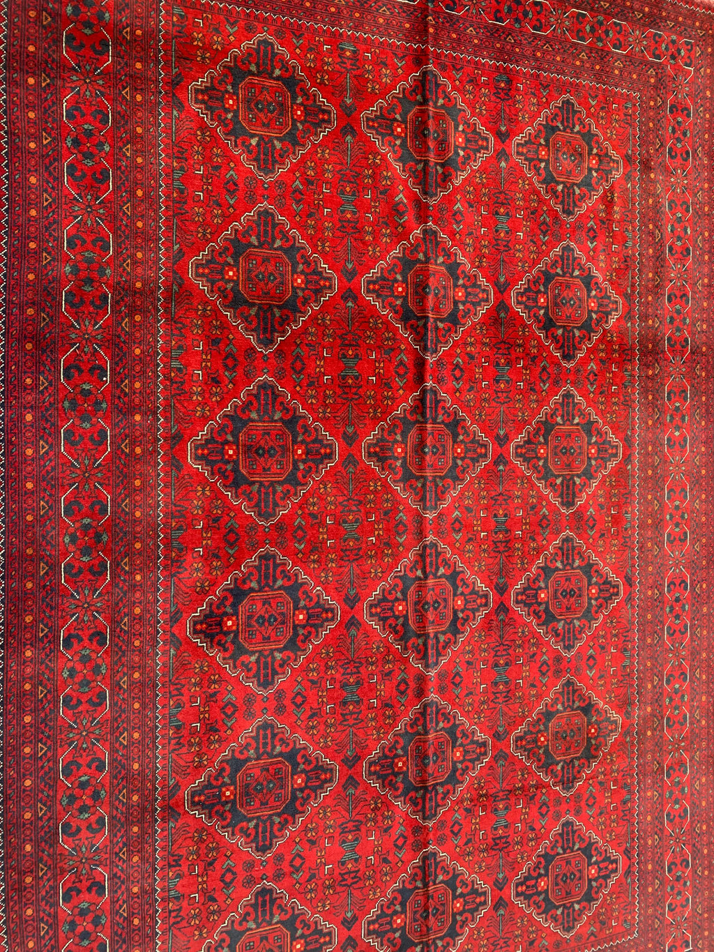 6x10 Handmade Khal Mohammadi Rug– Persian Tribal Carpet, Afghan Wool Rug, Traditional Red and Black Design, Boho Chic Floor Decor 9.8x6.5 ft