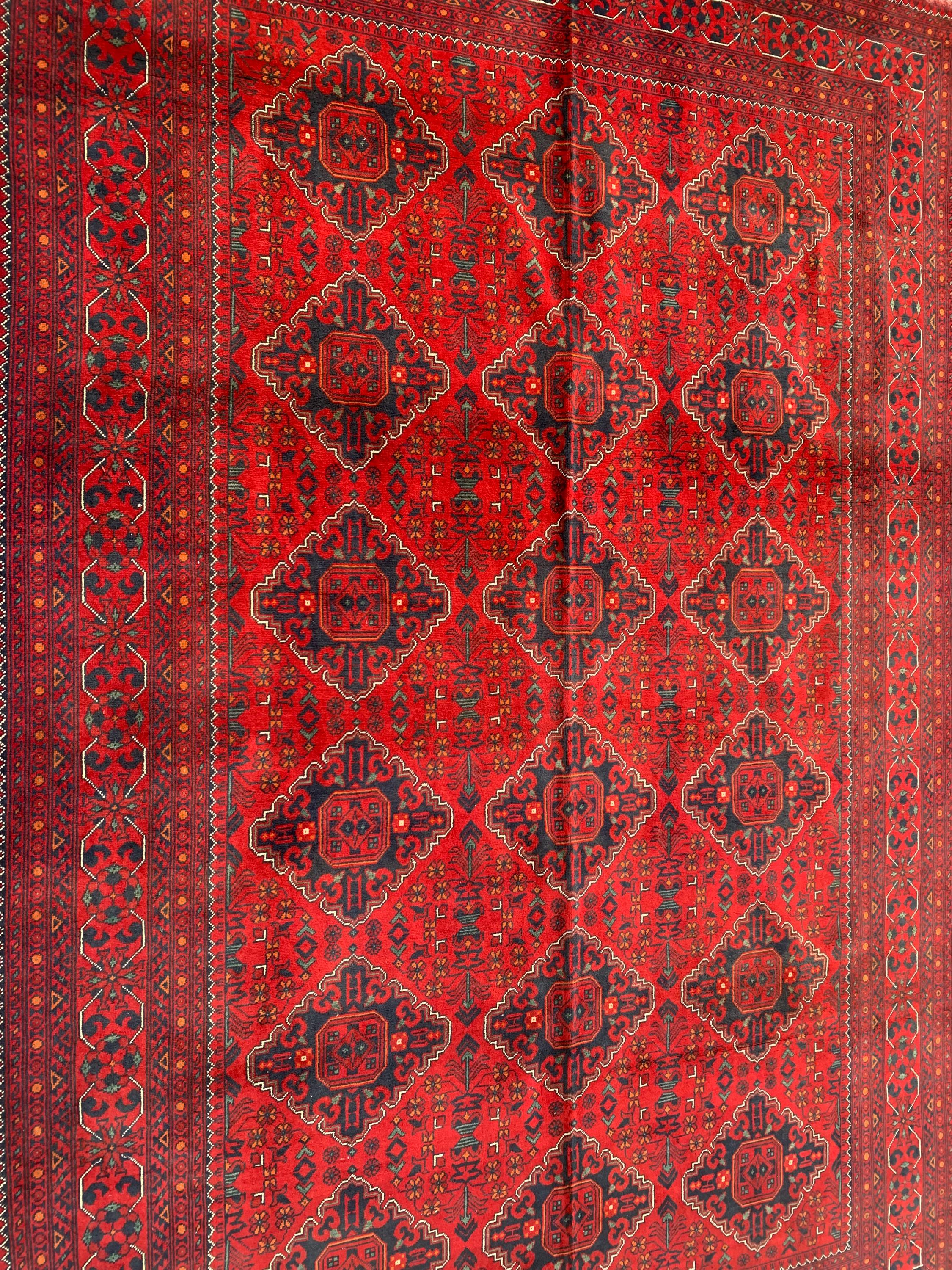 6x10 Handmade Khal Mohammadi Rug– Persian Tribal Carpet, Afghan Wool Rug, Traditional Red and Black Design, Boho Chic Floor Decor 9.8x6.5 ft