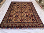 8x11 Authentic Gandum Naksha Afghan Rug, Handwoven, Traditional, Persian, Wool Carpet, Boho Home Decor, Large Area Rug 11.4x8.2 ft