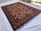 8x11 Authentic Gandum Naksha Afghan Rug, Handwoven, Traditional, Persian, Wool Carpet, Boho Home Decor, Large Area Rug 11.4x8.2 ft