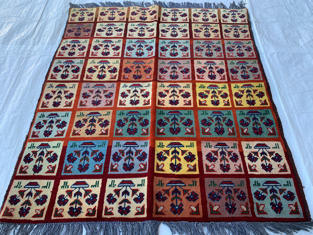 3x5 Handmade Afghan Wool Rug–Geometric Tribal Carpet, Boho Home Decor, Colorful Oriental Area Rug, Bedroom Rug, Office Rug 5.2x3.1 ft