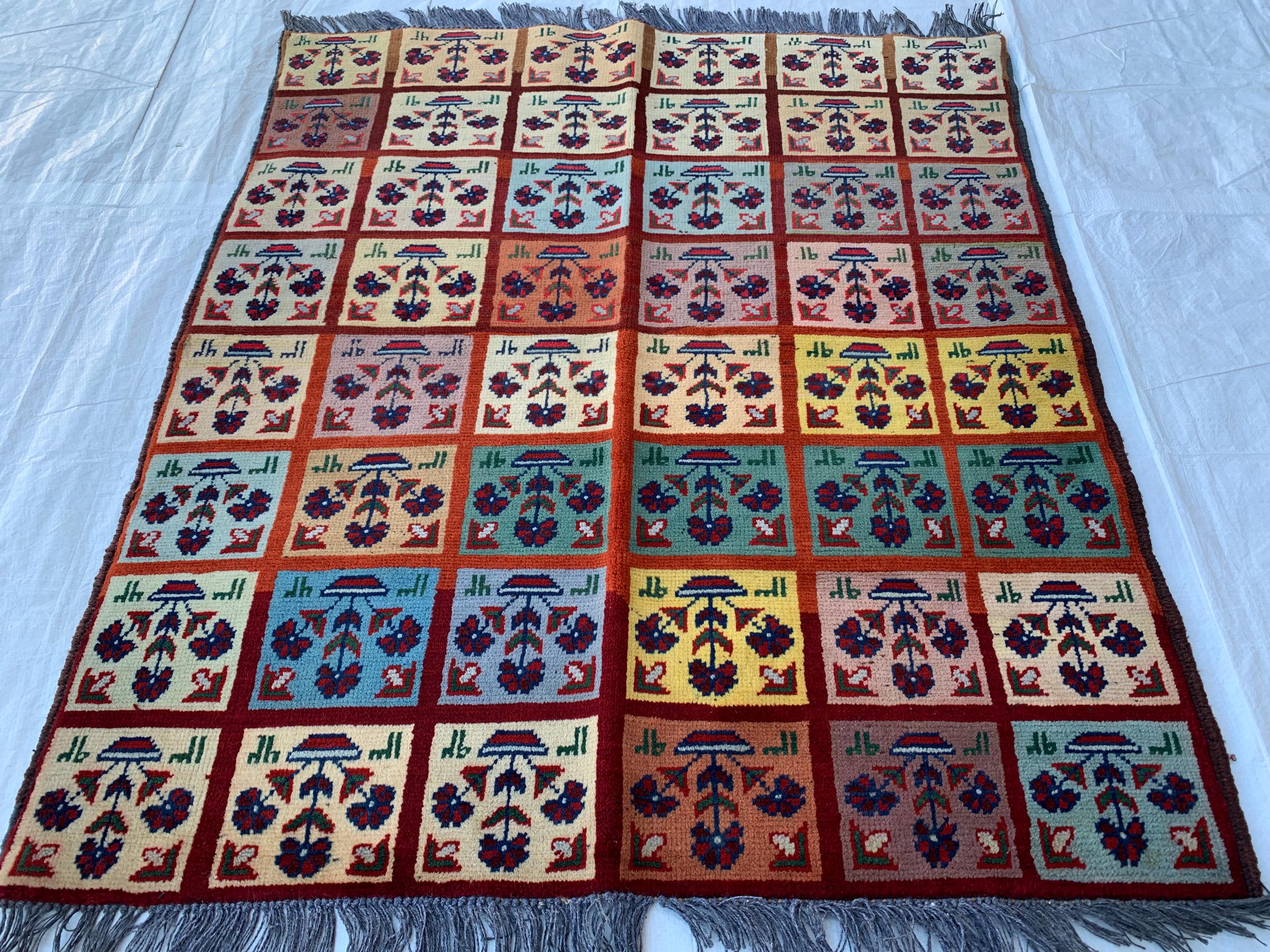 3x5 Handmade Afghan Wool Rug–Geometric Tribal Carpet, Boho Home Decor, Colorful Oriental Area Rug, Bedroom Rug, Office Rug 5.2x3.1 ft