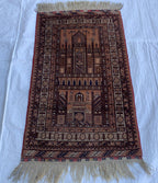 40-Year-Old Vintage Prayer Mat – 4.3x2.5 ft – Handmade Wool Rug, Islamic Prayer Carpet, Antique Afghan Sajjadah, Collectible Tribal Decor