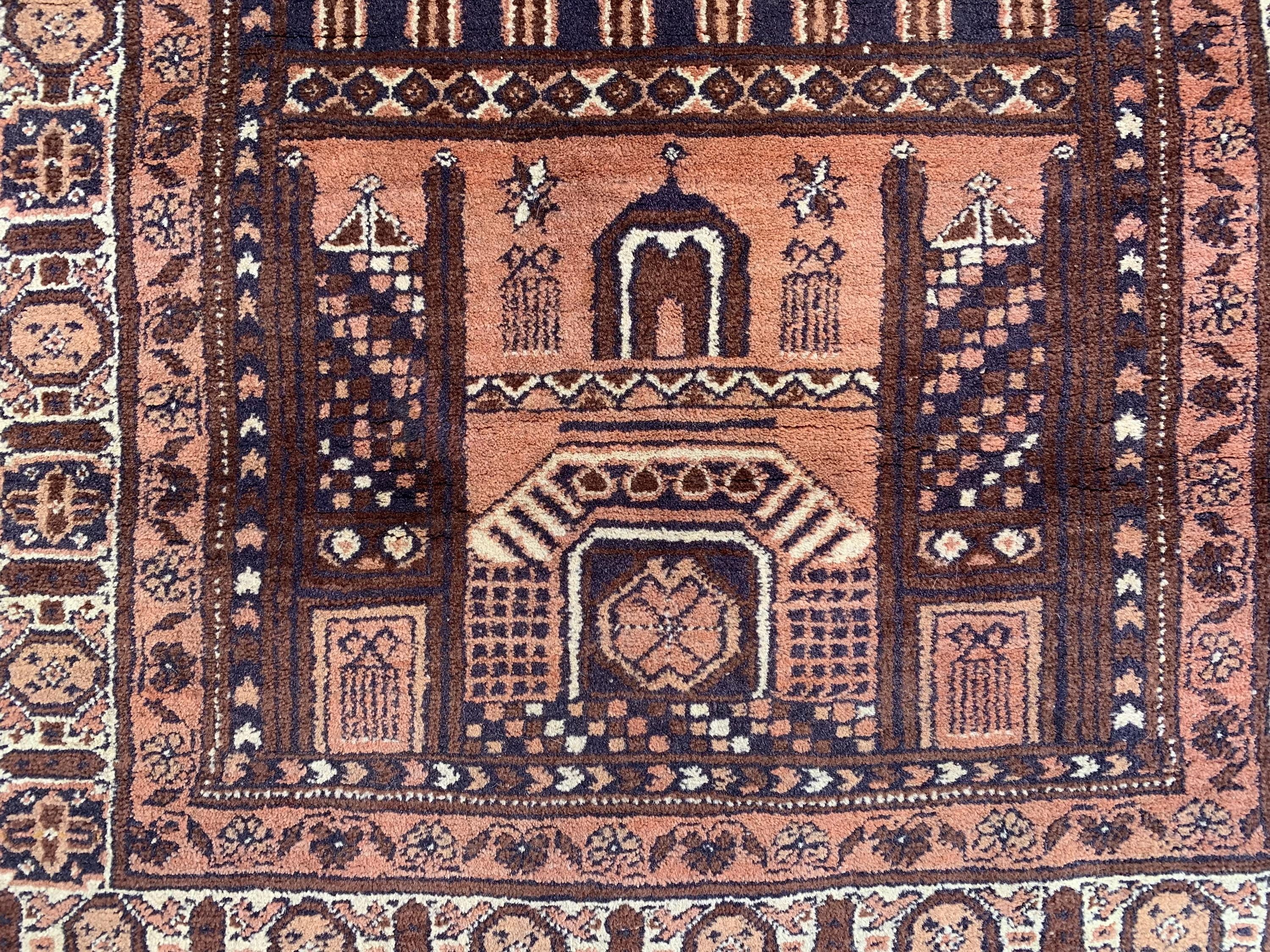 40-Year-Old Vintage Prayer Mat – 4.3x2.5 ft – Handmade Wool Rug, Islamic Prayer Carpet, Antique Afghan Sajjadah, Collectible Tribal Decor