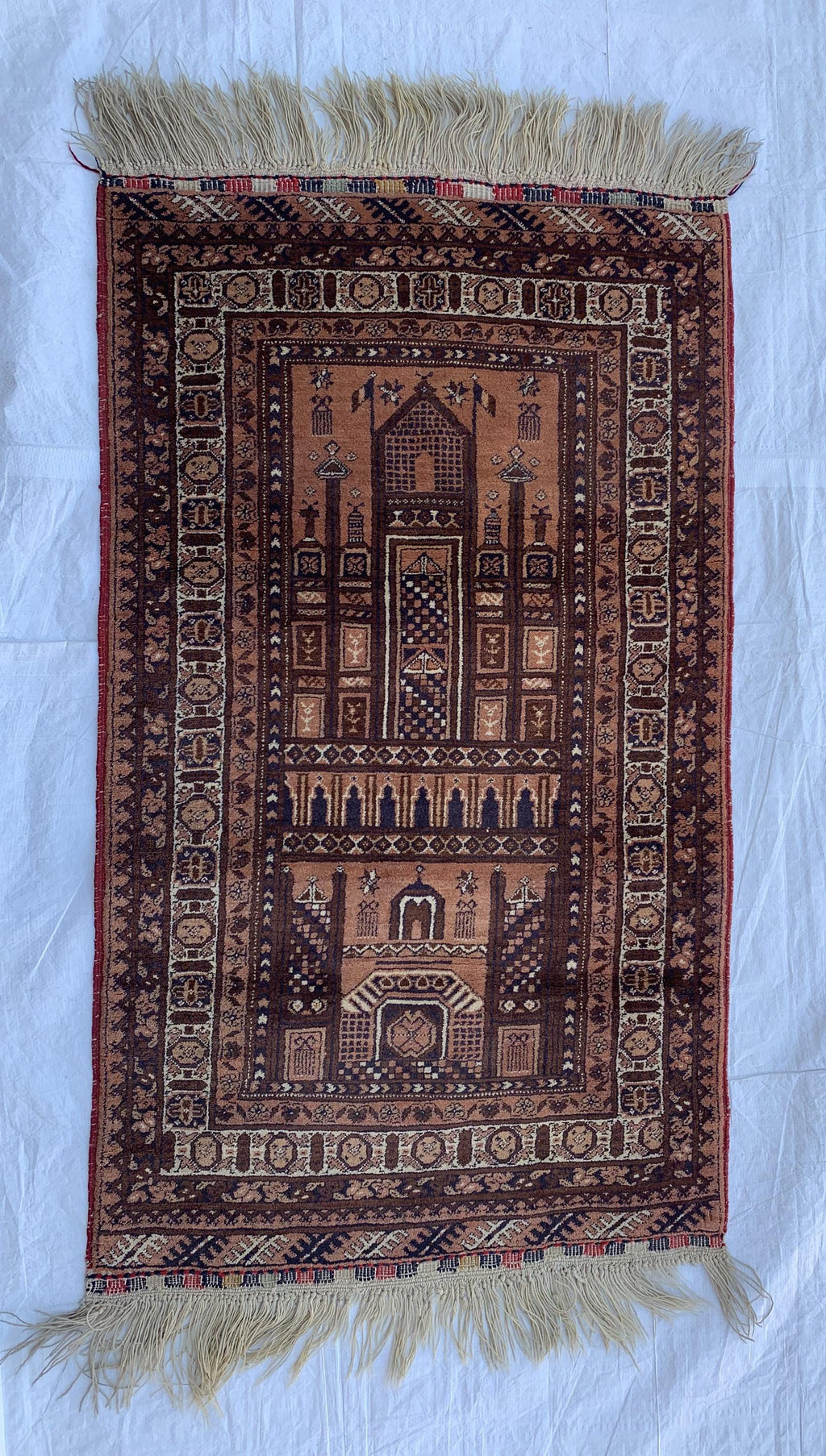 40-Year-Old Vintage Prayer Mat – 4.3x2.5 ft – Handmade Wool Rug, Islamic Prayer Carpet, Antique Afghan Sajjadah, Collectible Tribal Decor