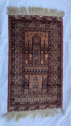 40-Year-Old Vintage Prayer Mat – 4.3x2.5 ft – Handmade Wool Rug, Islamic Prayer Carpet, Antique Afghan Sajjadah, Collectible Tribal Decor