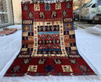 Handmade Oriental Rug – 5.5x3.3 ft–Floral Wool Carpet, Traditional Persian-Style Area Rug, Elegant Boho Decor, Living Room Rug, Bedroom Rug