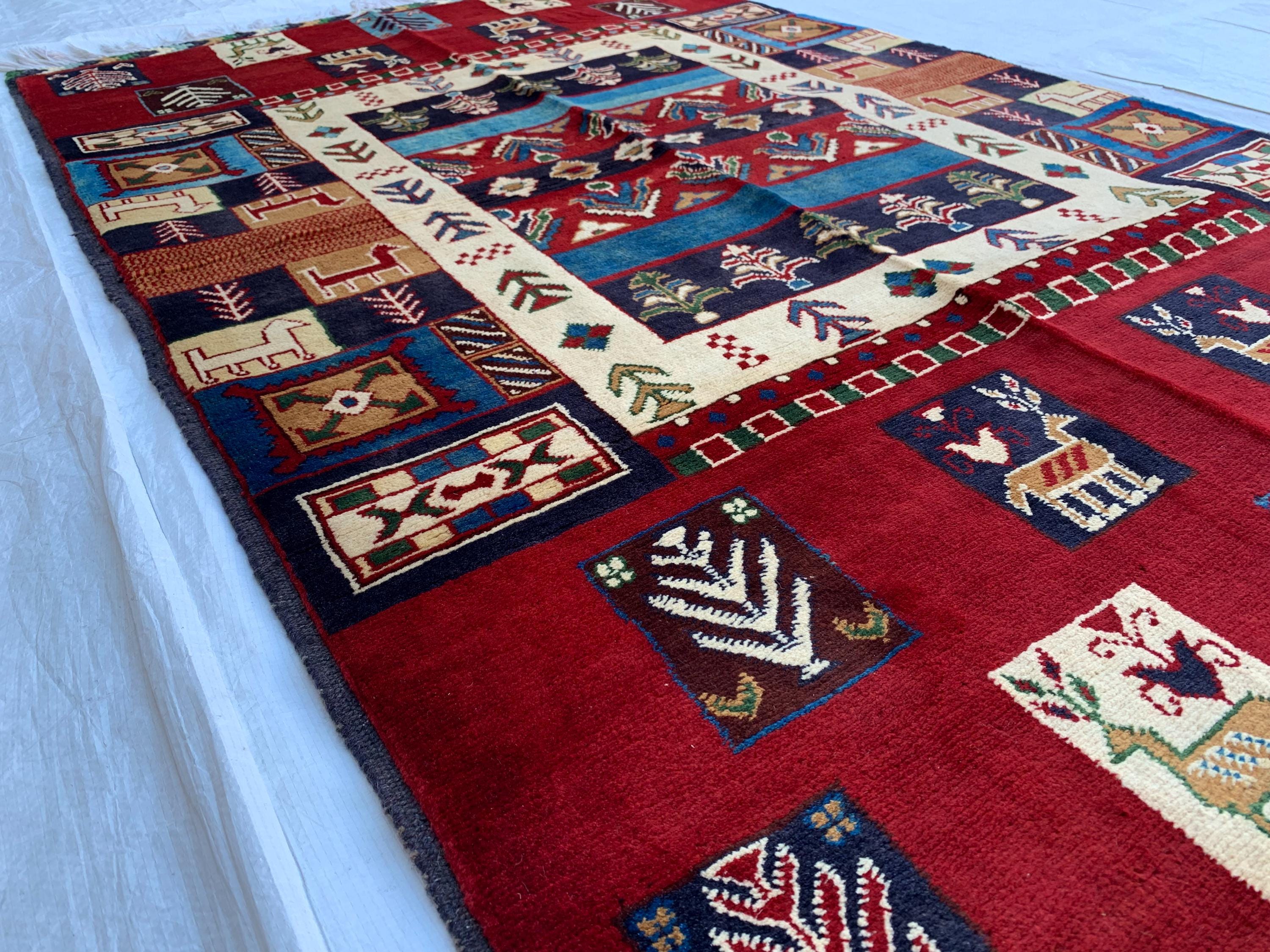 Handmade Oriental Rug – 5.5x3.3 ft–Floral Wool Carpet, Traditional Persian-Style Area Rug, Elegant Boho Decor, Living Room Rug, Bedroom Rug