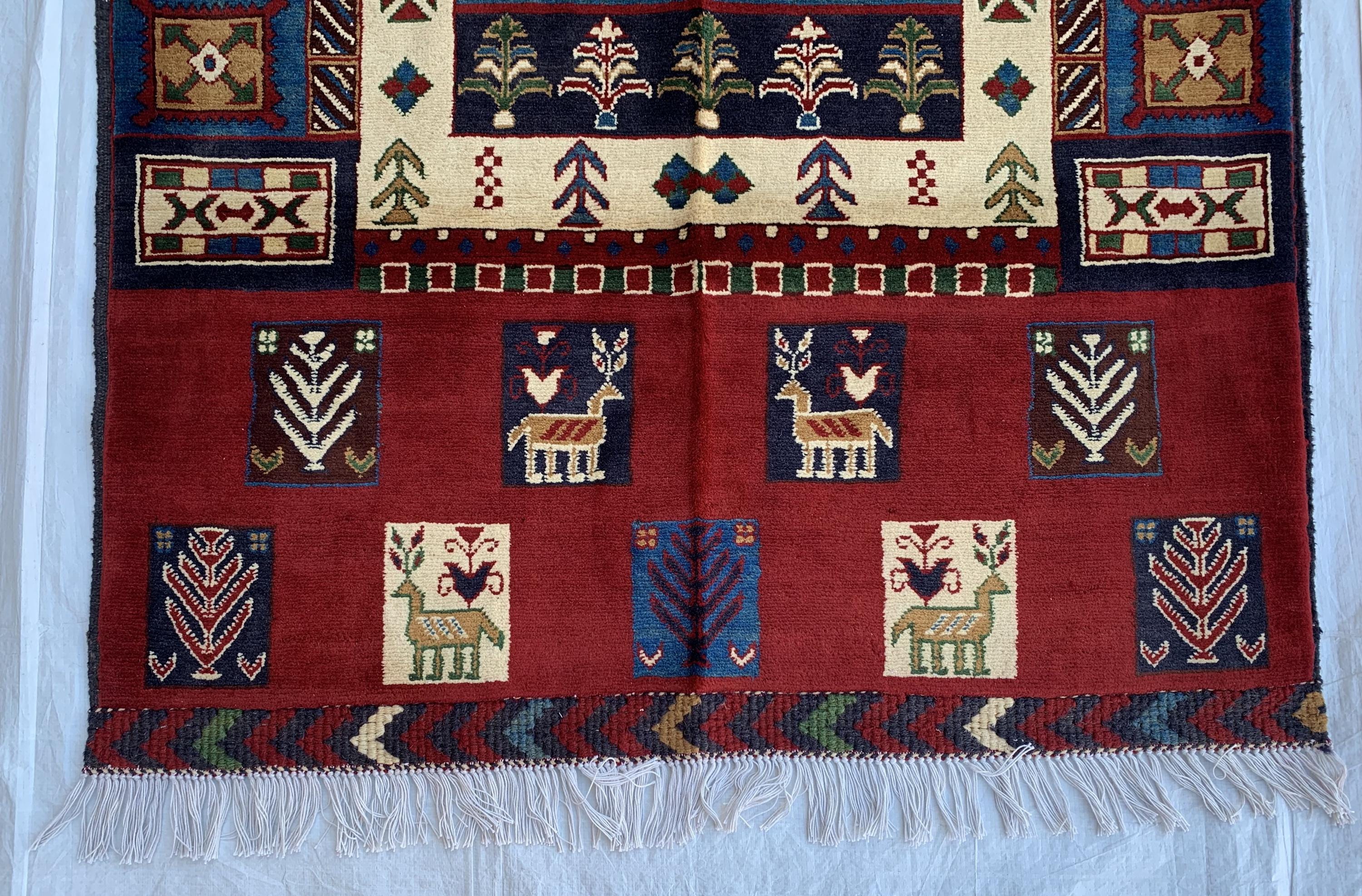 Handmade Oriental Rug – 5.5x3.3 ft–Floral Wool Carpet, Traditional Persian-Style Area Rug, Elegant Boho Decor, Living Room Rug, Bedroom Rug