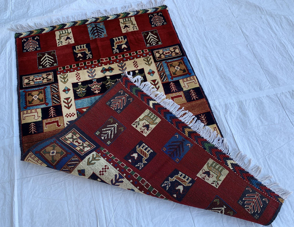 Handmade Oriental Rug – 5.5x3.3 ft–Floral Wool Carpet, Traditional Persian-Style Area Rug, Elegant Boho Decor, Living Room Rug, Bedroom Rug