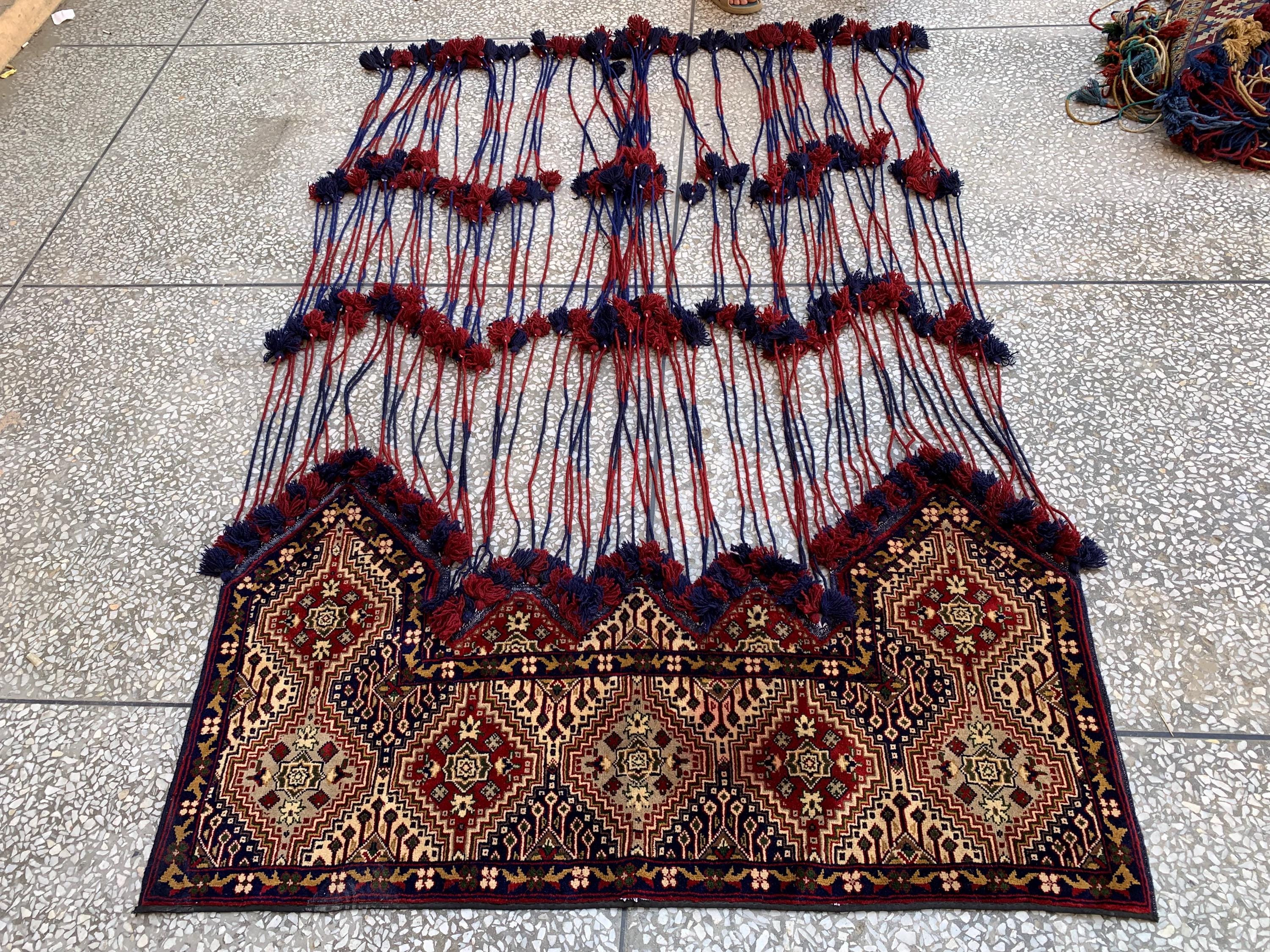 Wall Hanging Jalar Traditional Handmade – 4.9 ft Wide | Tribal Boho Decor with Tassels | Vintage Textile Art, Decorative Wall Hanging Decor