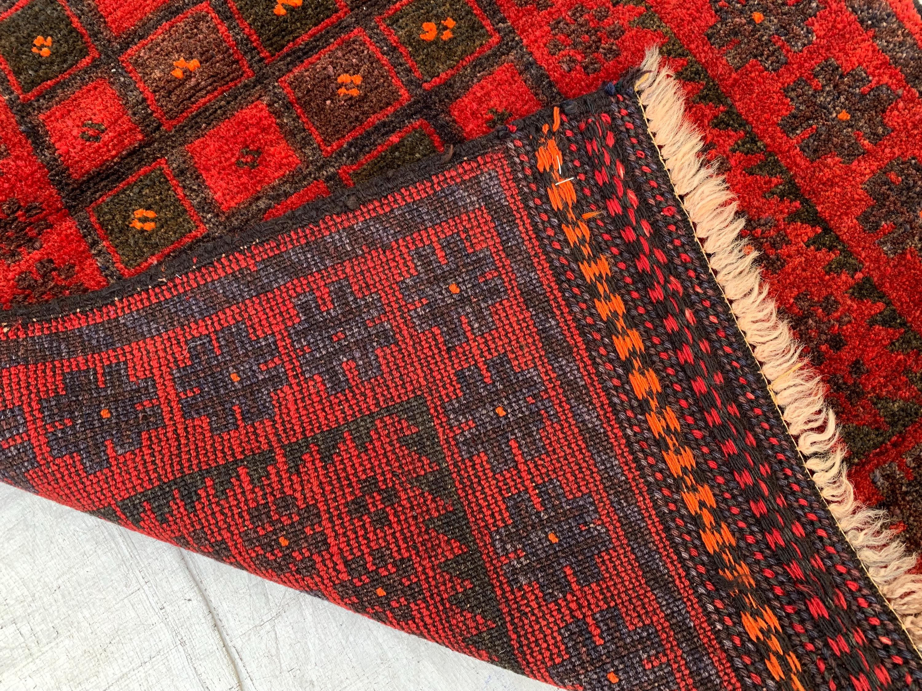 Vintage 55-Year-Old Bukhara Rug 2.4x4.1 ft – Hand-knotted Afghan Wool Carpet, Red Tribal Decor Accent, Collectors Rug, Antique Geometric Rug