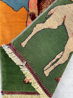 Afghan Camel Scene Rug 2.1x3.1 ft – Handwoven Wool Wall Hanging or Accent Rug with Desert Landscape Design, Decorative Wall Rug