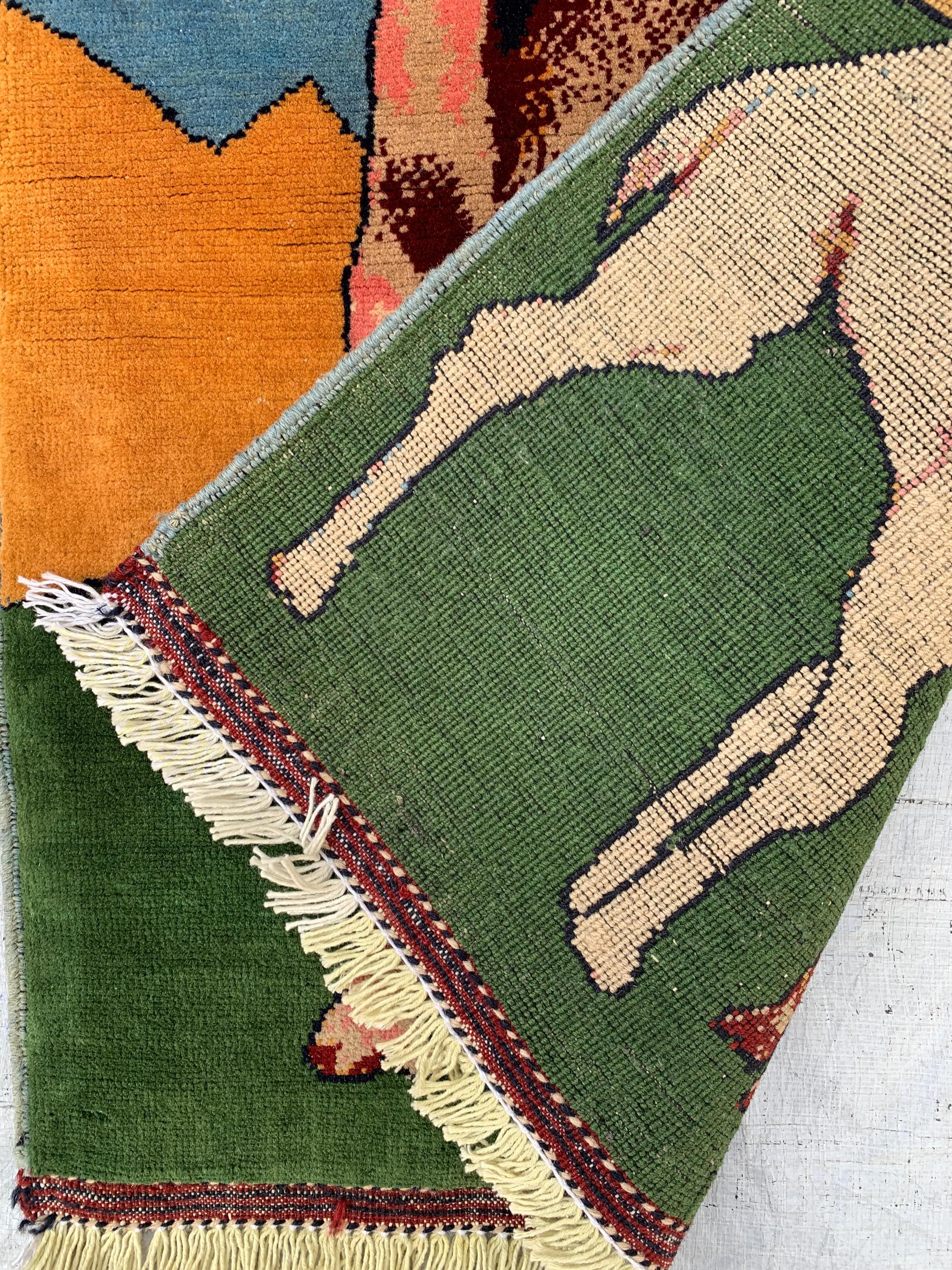 Afghan Camel Scene Rug 2.1x3.1 ft – Handwoven Wool Wall Hanging or Accent Rug with Desert Landscape Design, Decorative Wall Rug
