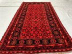 Vintage 50 Year-Old Bukhara Bashiri Rug 5.9x3.3 ft – Hand-knotted Afghan Wool Carpet, Red Tribal Decor Accent, Collector's Item, Antique Rug
