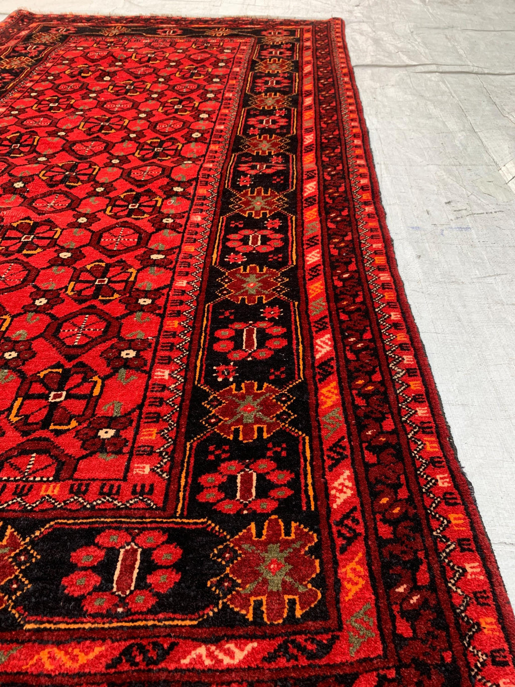 Vintage 50 Year-Old Bukhara Bashiri Rug 5.9x3.3 ft – Hand-knotted Afghan Wool Carpet, Red Tribal Decor Accent, Collector's Item, Antique Rug