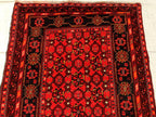 Vintage 50 Year-Old Bukhara Bashiri Rug 5.9x3.3 ft – Hand-knotted Afghan Wool Carpet, Red Tribal Decor Accent, Collector's Item, Antique Rug