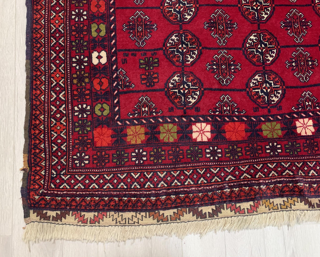 Vintage Handwoven Ahal Gul Tribal Wool Rug, Rug for Hallway, Bedroom, Living Room 5.4 x 3 ft, 40 year old Rug, Collectible Rug