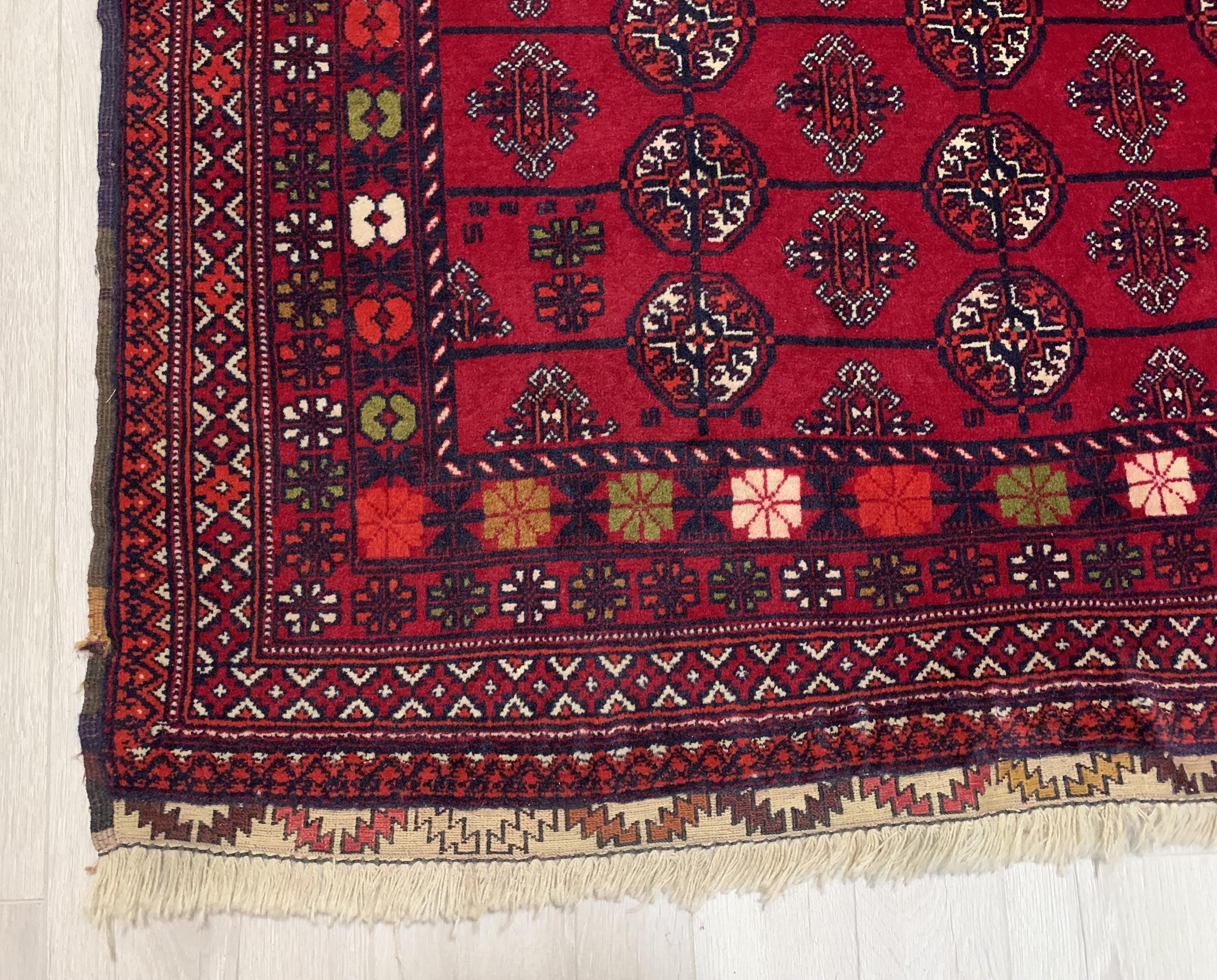 Vintage Handwoven Ahal Gul Tribal Wool Rug, Rug for Hallway, Bedroom, Living Room 5.4 x 3 ft, 40 year old Rug, Collectible Rug