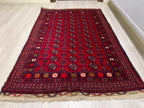 Vintage Handwoven Ahal Gul Tribal Wool Rug, Rug for Hallway, Bedroom, Living Room 5.4 x 3 ft, 40 year old Rug, Collectible Rug