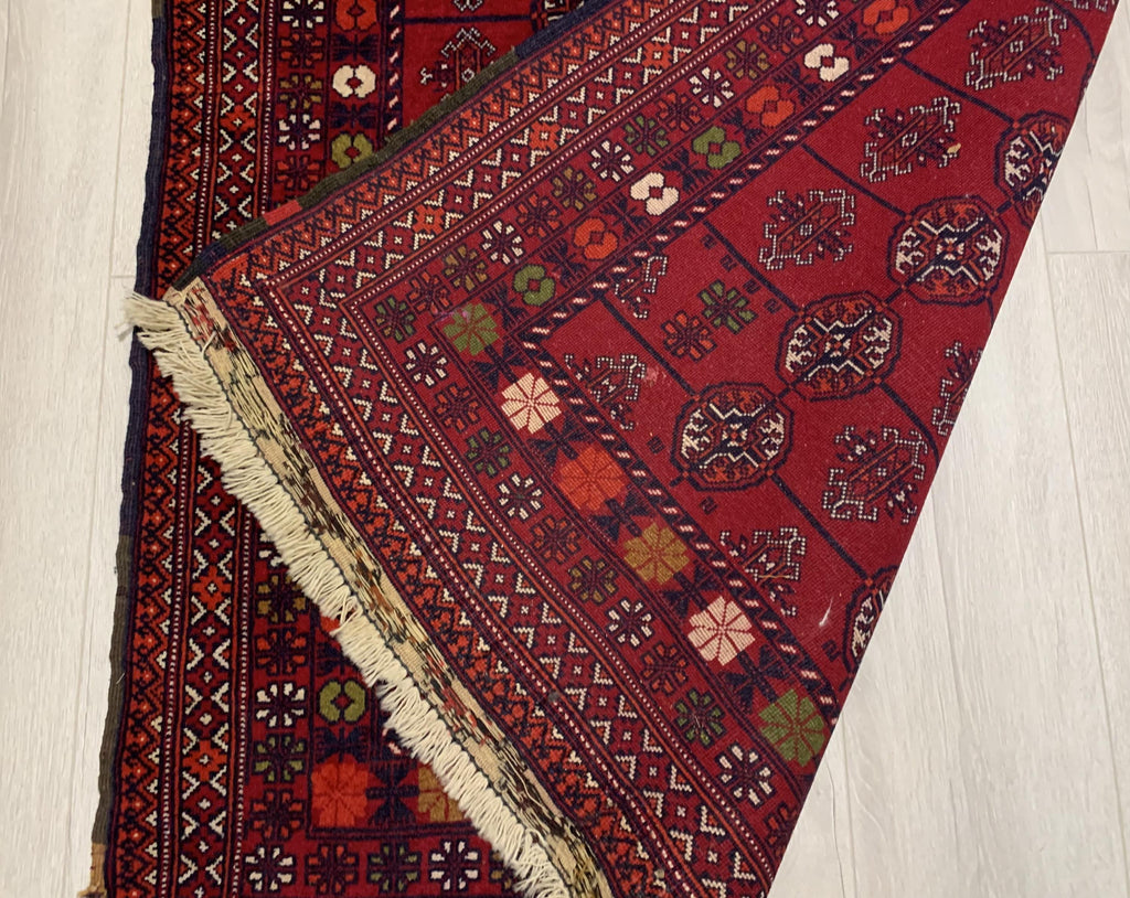 Vintage Handwoven Ahal Gul Tribal Wool Rug, Rug for Hallway, Bedroom, Living Room 5.4 x 3 ft, 40 year old Rug, Collectible Rug