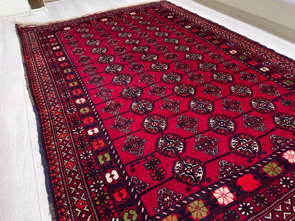 Vintage Handwoven Ahal Gul Tribal Wool Rug, Rug for Hallway, Bedroom, Living Room 5.4 x 3 ft, 40 year old Rug, Collectible Rug