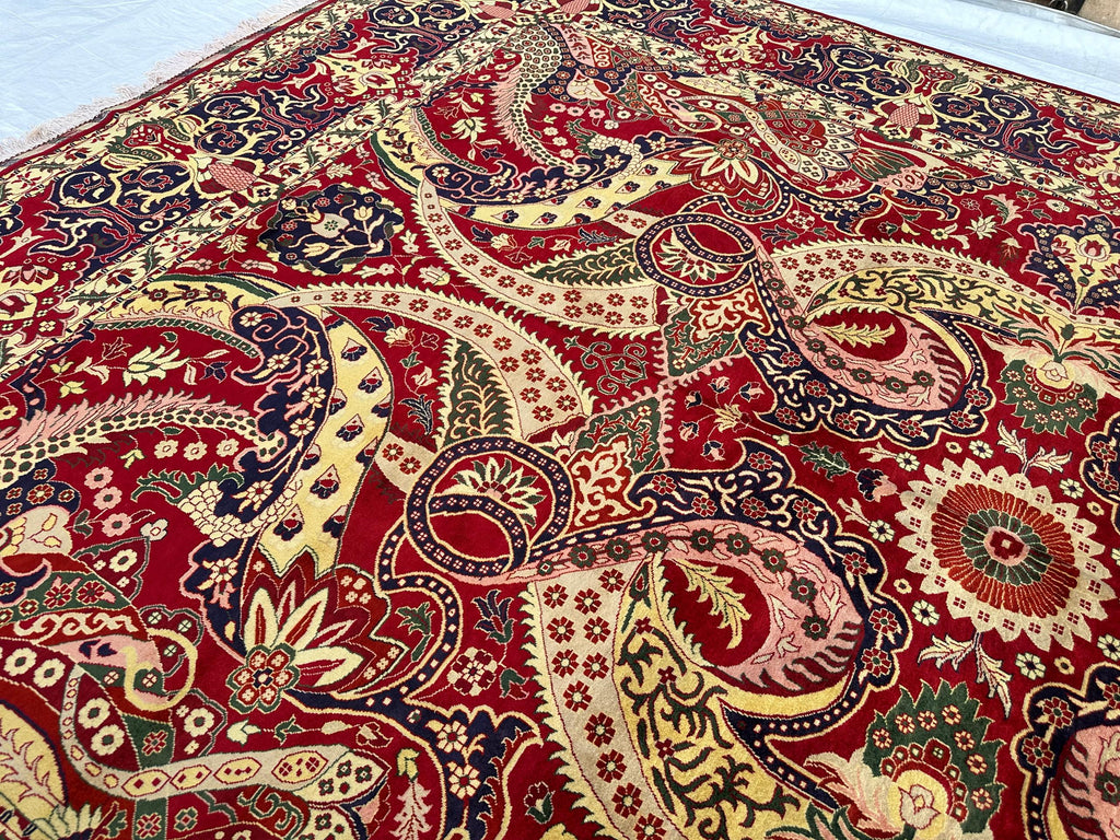 10x13 Persian Design Handwoven Rug–Large Vintage Wool Carpet – Traditional Oriental Pattern – Boho Home Decor, Rug for Living Room 13.3x9.12