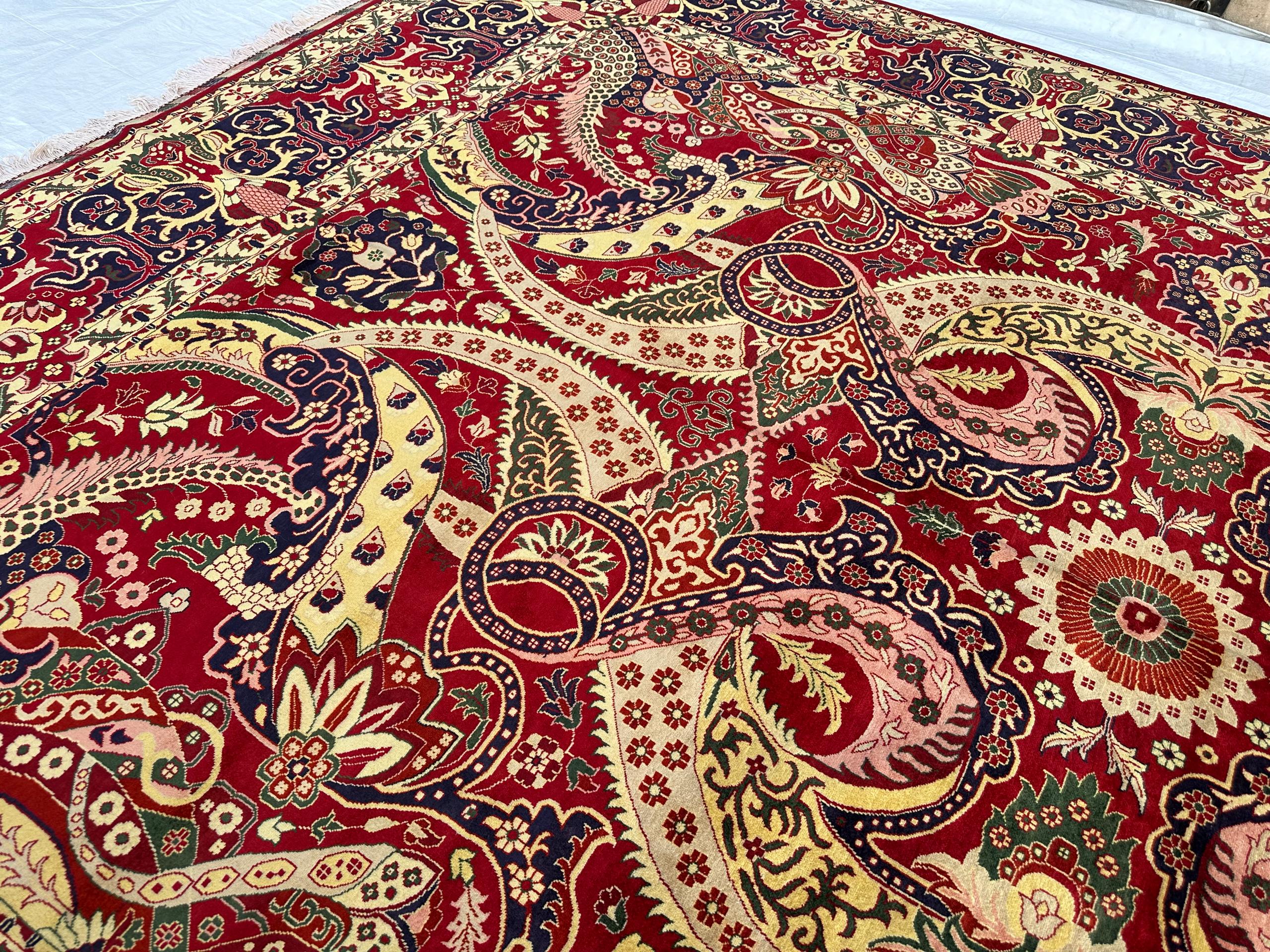 10x13 Persian Design Handwoven Rug–Large Vintage Wool Carpet – Traditional Oriental Pattern – Boho Home Decor, Rug for Living Room 13.3x9.12