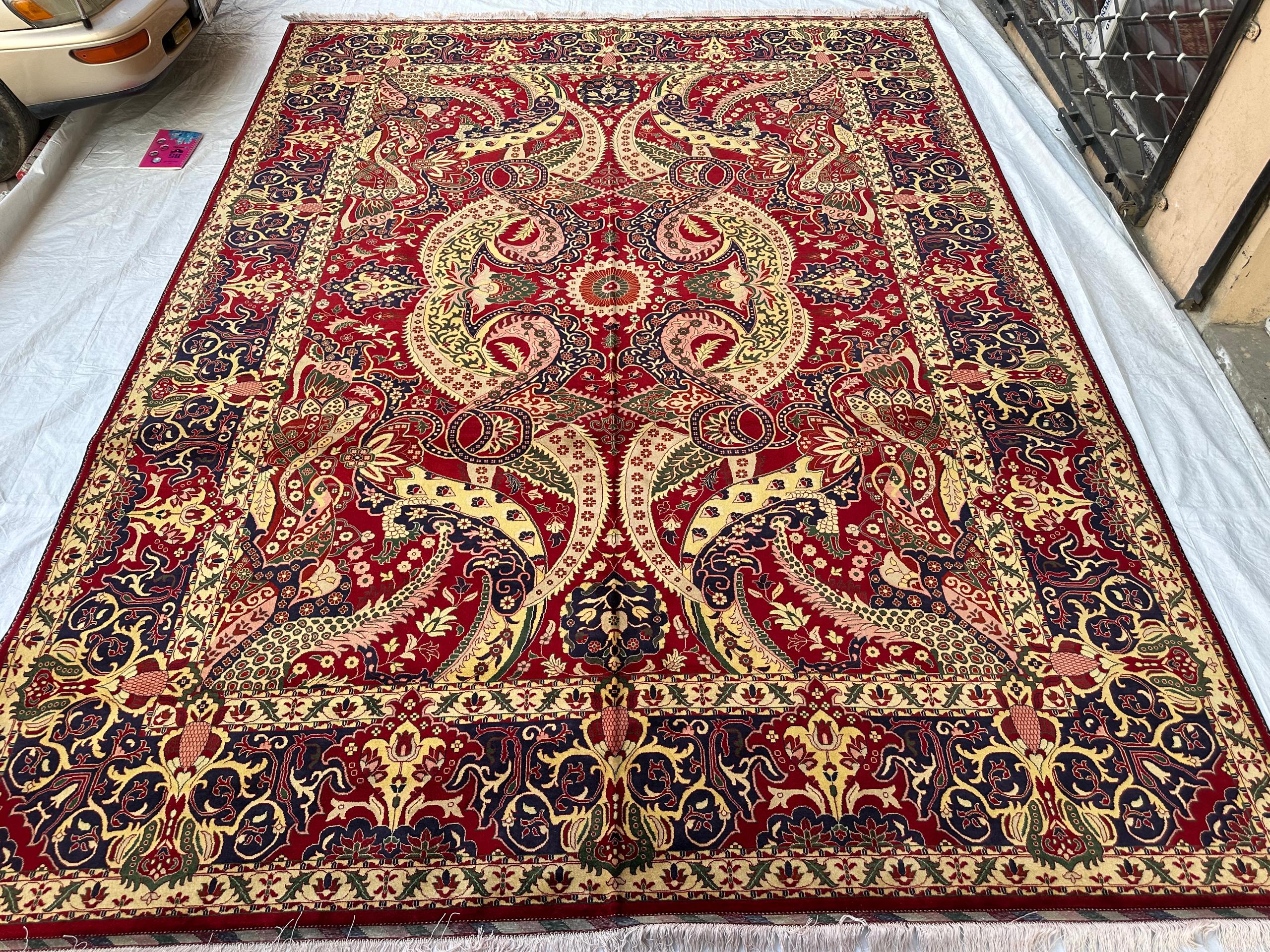 10x13 Persian Design Handwoven Rug–Large Vintage Wool Carpet – Traditional Oriental Pattern – Boho Home Decor, Rug for Living Room 13.3x9.12