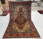 Afghan Handmade Gul Naksha Rug – 4.4x7.5 ft – Traditional Tribal Wool Carpet – Boho Oriental Area Rug – Geometric Nomadic Design”