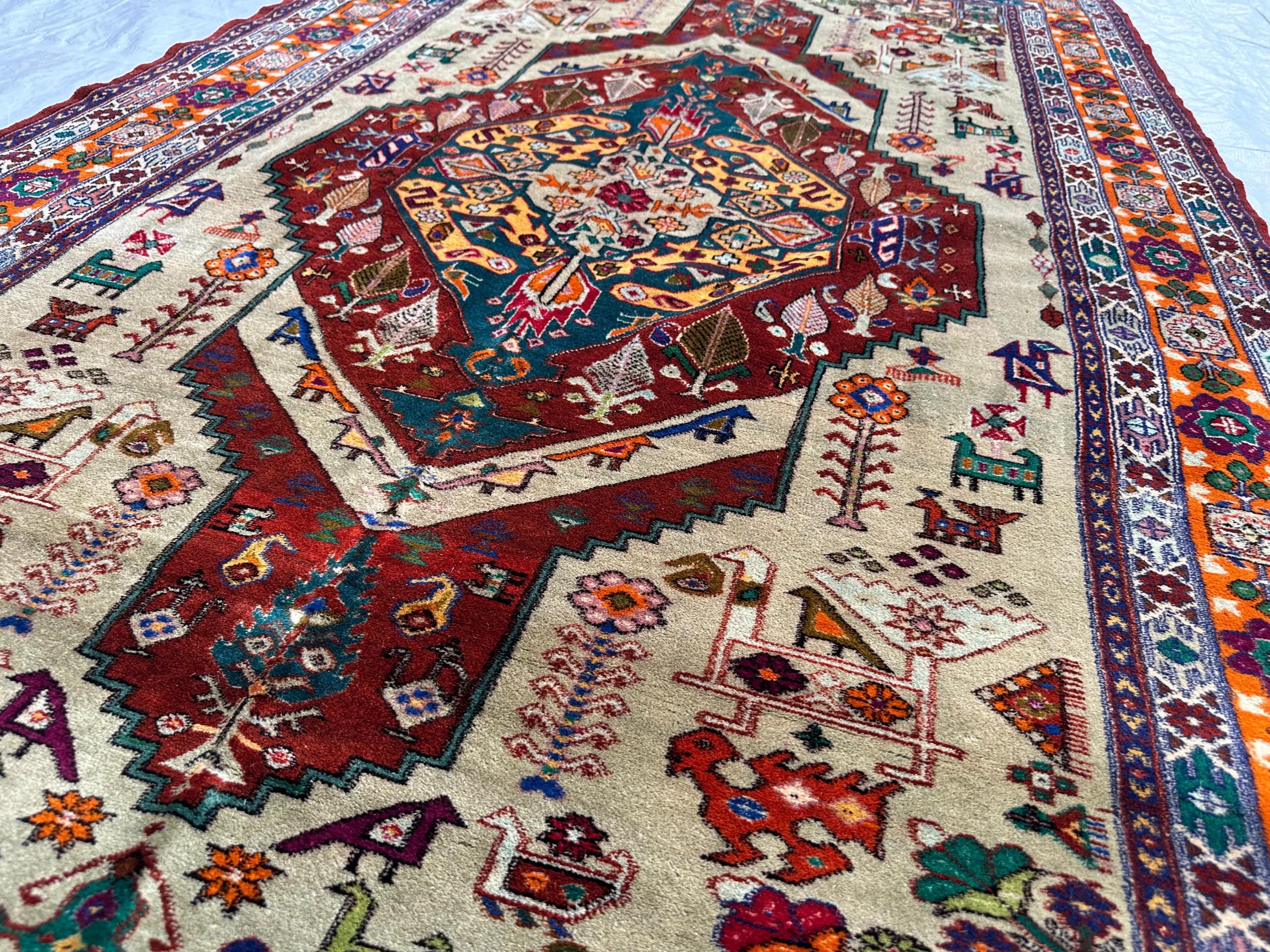 Afghan Handmade Gul Naksha Rug – 4.4x7.5 ft – Traditional Tribal Wool Carpet – Boho Oriental Area Rug – Geometric Nomadic Design”