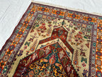 Afghan Handmade Gul Naksha Rug – 4.4x7.5 ft – Traditional Tribal Wool Carpet – Boho Oriental Area Rug – Geometric Nomadic Design”