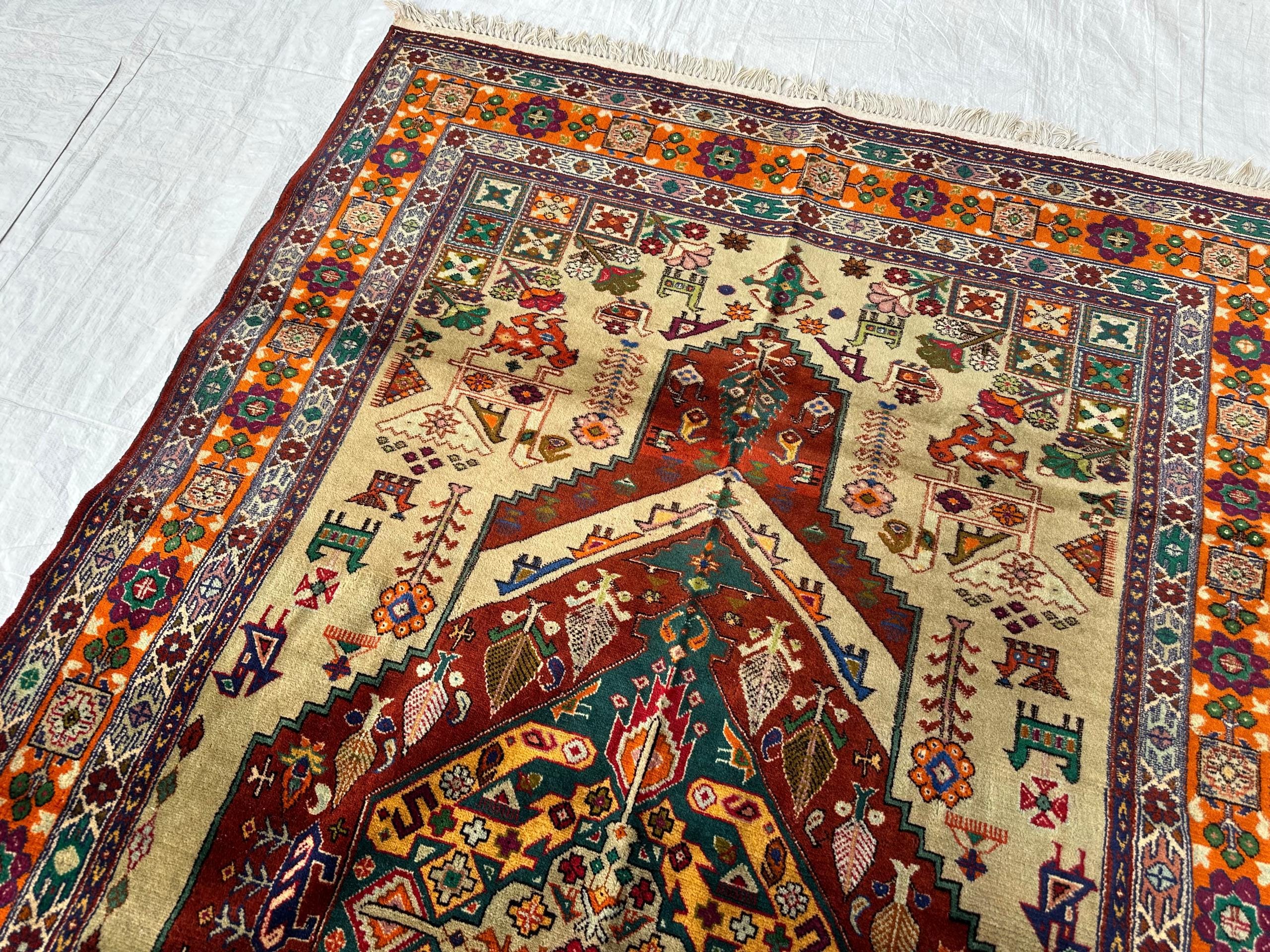 Afghan Handmade Gul Naksha Rug – 4.4x7.5 ft – Traditional Tribal Wool Carpet – Boho Oriental Area Rug – Geometric Nomadic Design”