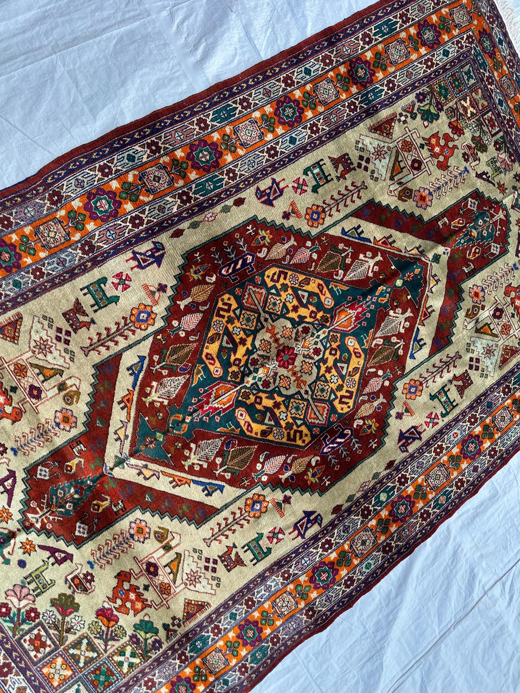 Afghan Handmade Gul Naksha Rug – 4.4x7.5 ft – Traditional Tribal Wool Carpet – Boho Oriental Area Rug – Geometric Nomadic Design”