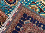 Vibrant Handmade Mamluk Rug – 9.10 x 13.5 ft | Large Wool Area Rug | Blue, Red, Ivory, Teal Oriental Carpet for Living Room or Dining Area