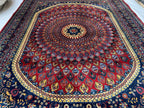 10x13 Handmade Parak Beljik Rug | Large Afghan Wool Area Rug | Traditional Oriental Carpet in Deep Red, Blue & Beige Tones 9.10 x 13.4 ft