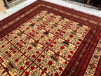 Premium Quality Handmade Beljik Rug 9.5x13.2 Large Afghan Wool Carpet | Red, Ivory & Black Traditional |Living Room, Dining Area Decor