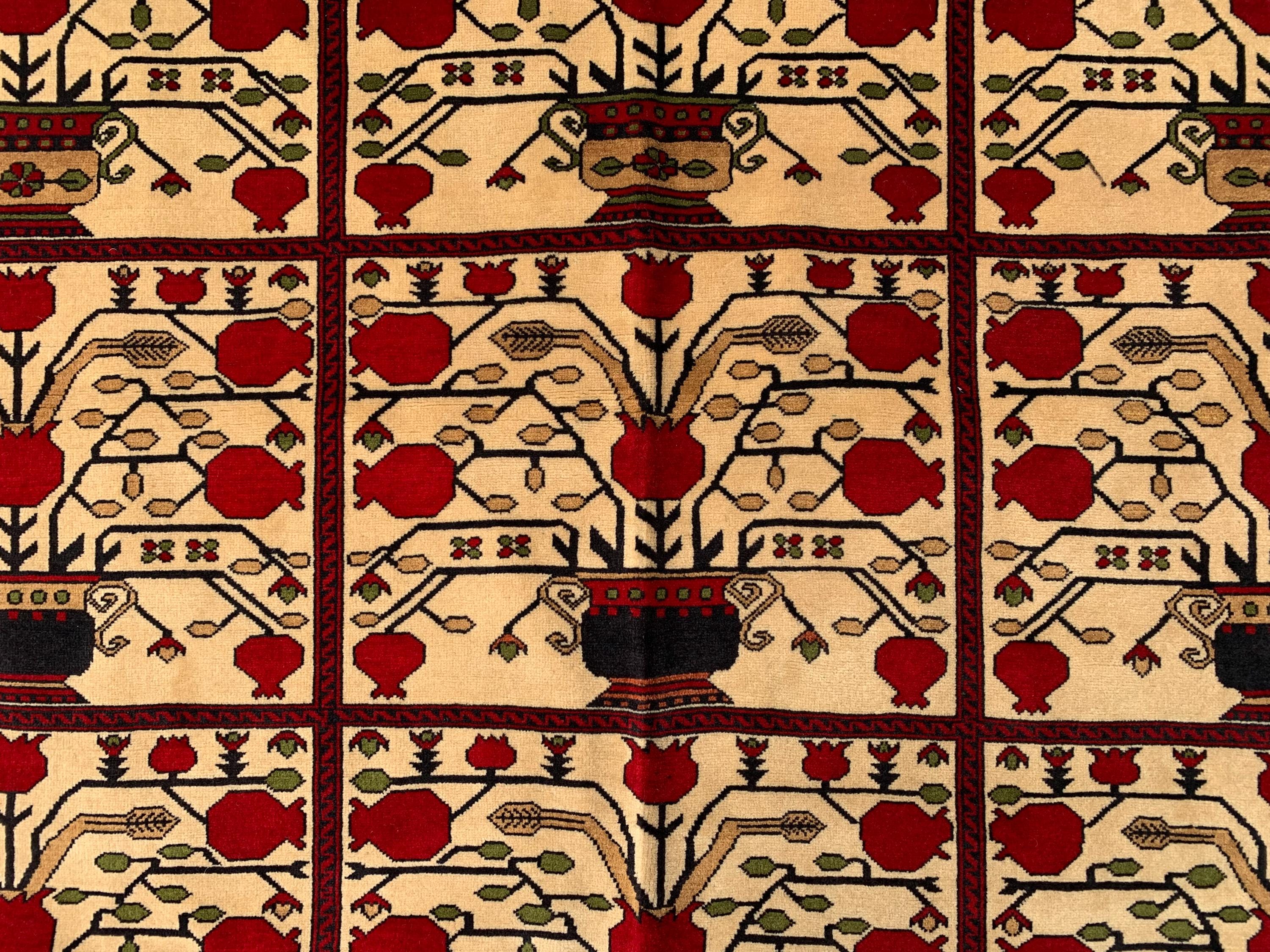 Premium Quality Handmade Beljik Rug 9.5x13.2 Large Afghan Wool Carpet | Red, Ivory & Black Traditional |Living Room, Dining Area Decor