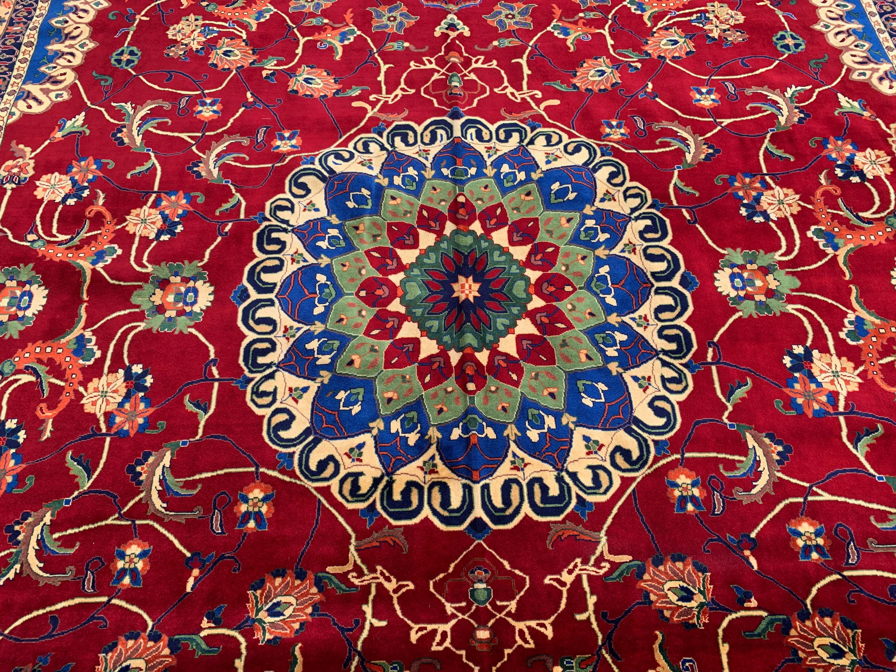10x13 Handmade Beljik Rug 9.11x13 ft – Best Quality | Rich Red, Blue & Gold Tones | Luxurious Persian Design for Living Room or Office