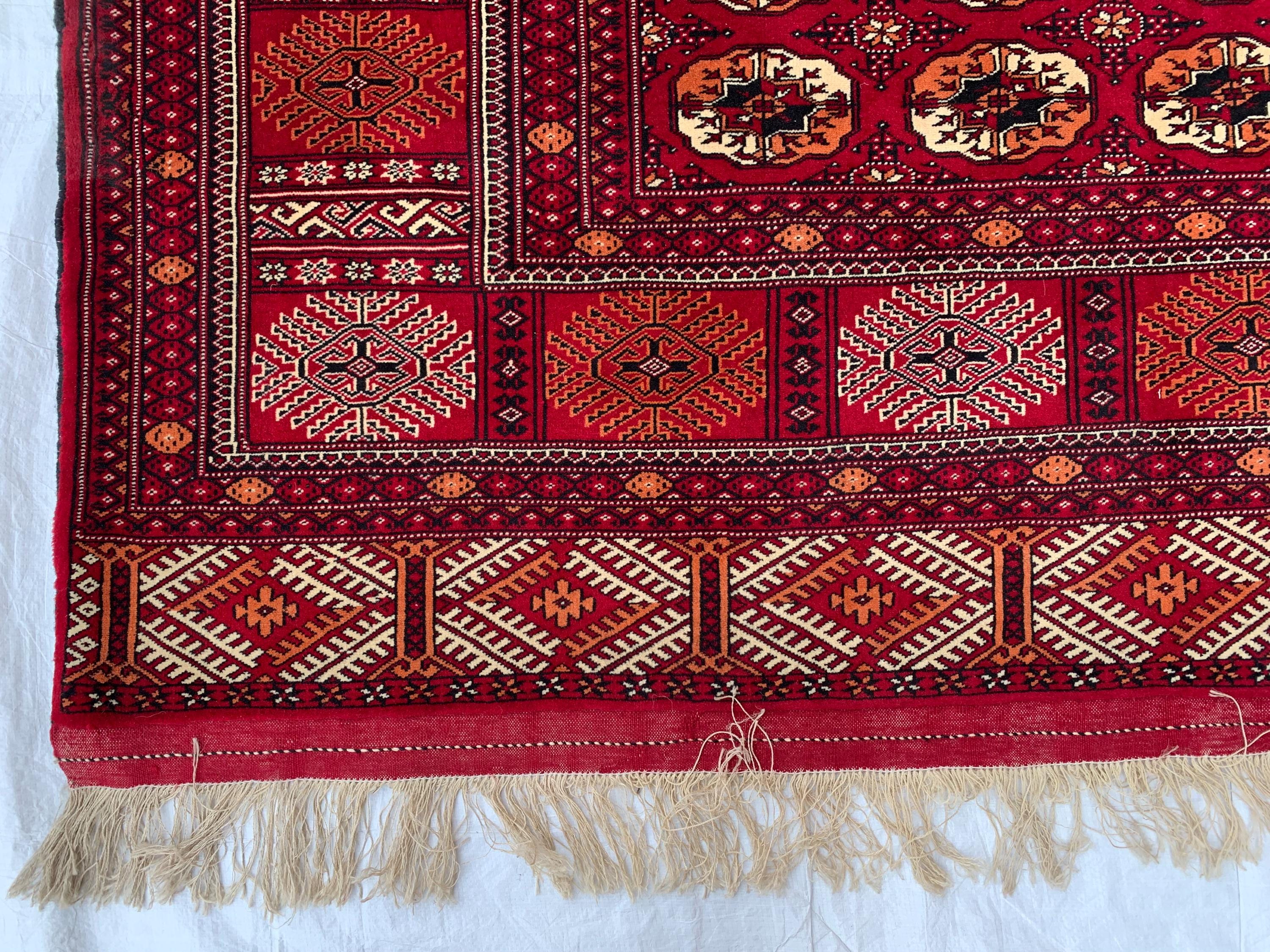 Antique Ahal Gul Handmade Beljik Rug –13.2x9.11 ft Wool and Silk | Luxurious Oriental Carpet | Red & Blue Persian Design | Living Room Decor