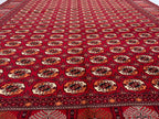Antique Ahal Gul Handmade Beljik Rug –13.2x9.11 ft Wool and Silk | Luxurious Oriental Carpet | Red & Blue Persian Design | Living Room Decor