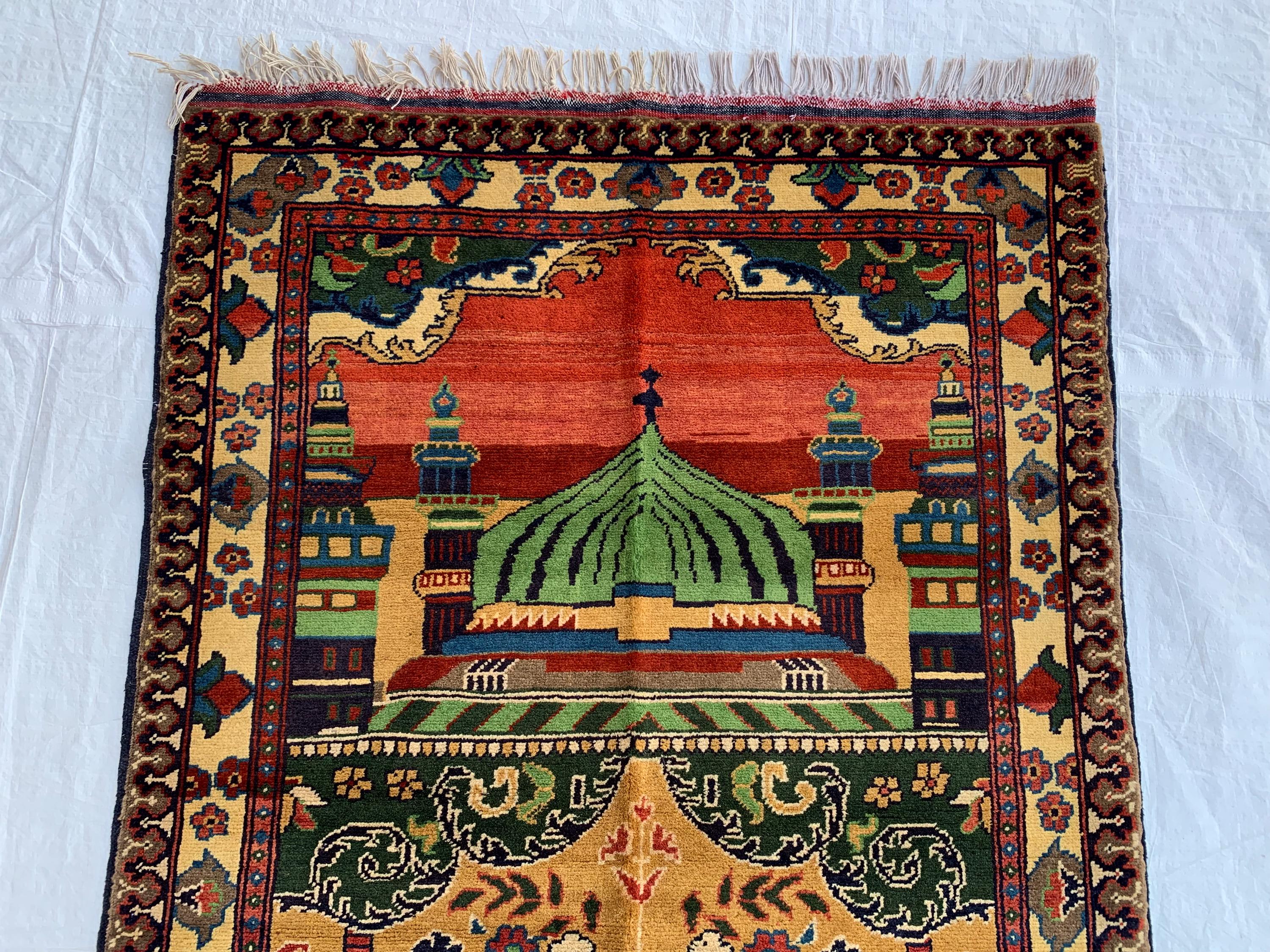 5x3.1 Handwoven Turkmen Tribal Prayer mat, Jai namaz, Wall Hanging Decorative Rug, Boho Home Decor