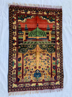 5x3.1 Handwoven Turkmen Tribal Prayer mat, Jai namaz, Wall Hanging Decorative Rug, Boho Home Decor