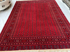 Top Quality Mawrai Gul Handmade Rug – 12.5x9.6 ft Wool & Silk |Tribal Turkmen Design | Red Oriental Carpet | Elegant Home Decor, Living Room