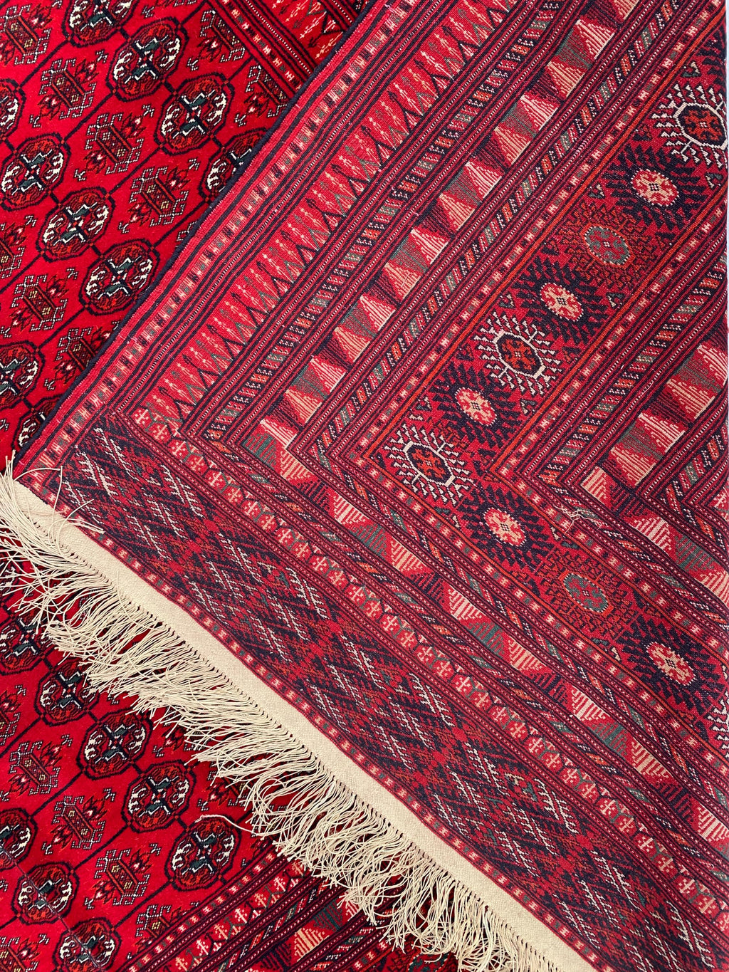Top Quality Mawrai Gul Handmade Rug – 12.5x9.6 ft Wool & Silk |Tribal Turkmen Design | Red Oriental Carpet | Elegant Home Decor, Living Room