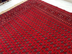Top Quality Mawrai Gul Handmade Rug – 12.5x9.6 ft Wool & Silk |Tribal Turkmen Design | Red Oriental Carpet | Elegant Home Decor, Living Room