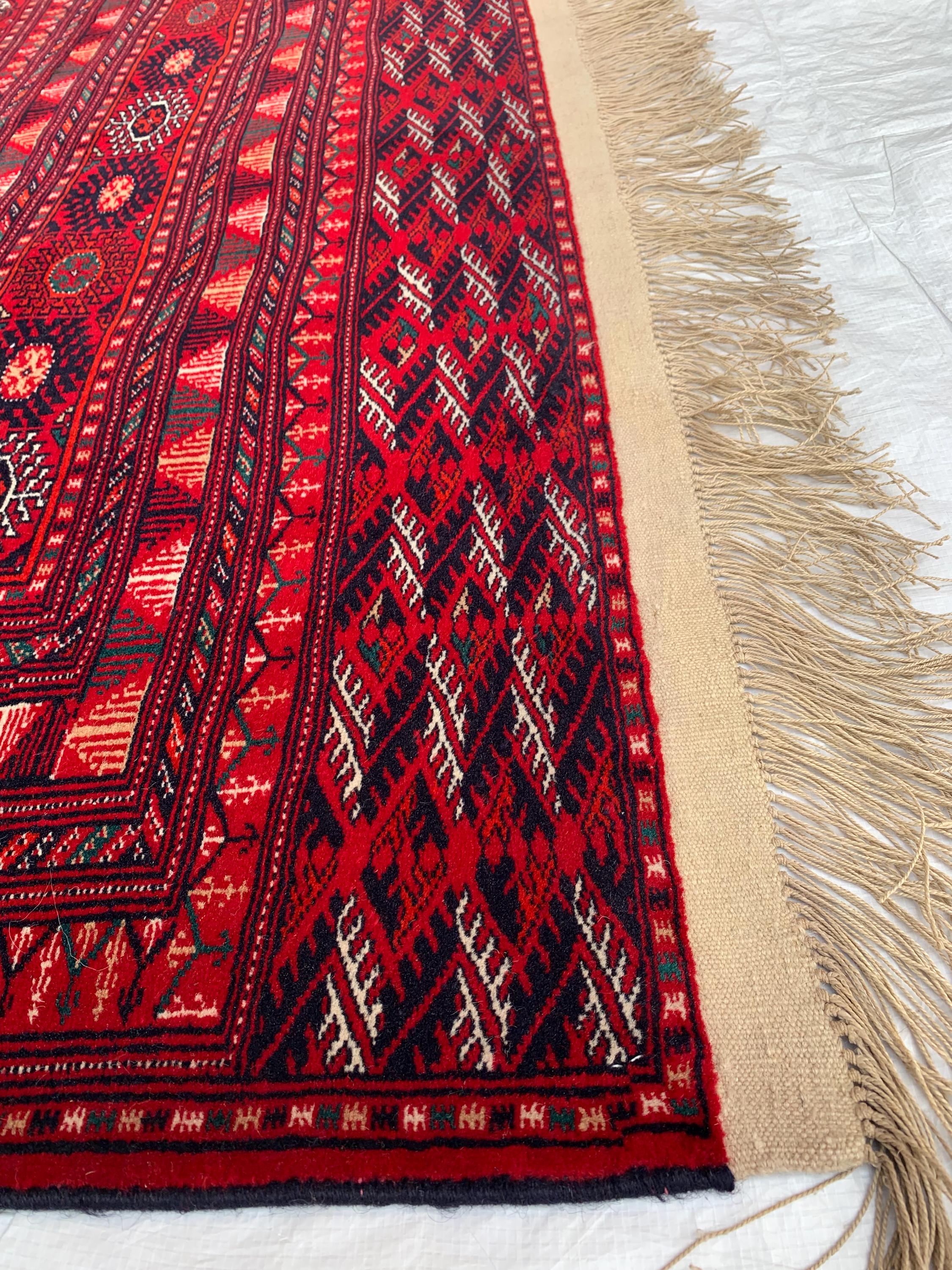 Top Quality Mawrai Gul Handmade Rug – 12.5x9.6 ft Wool & Silk |Tribal Turkmen Design | Red Oriental Carpet | Elegant Home Decor, Living Room