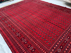 Top Quality Mawrai Gul Handmade Rug – 12.5x9.6 ft Wool & Silk |Tribal Turkmen Design | Red Oriental Carpet | Elegant Home Decor, Living Room