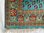 Handmade Parak Beljik Rug – 10x13.4 ft | Large Afghan Wool Carpet | Blue, & Black Traditional Rug | Living Room or Dining Area Decor