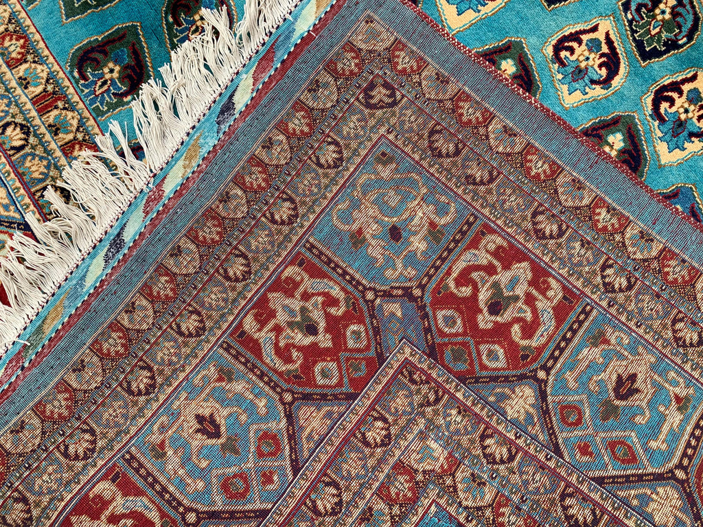 Handmade Parak Beljik Rug – 10x13.4 ft | Large Afghan Wool Carpet | Blue, & Black Traditional Rug | Living Room or Dining Area Decor